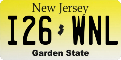 NJ license plate I26WNL