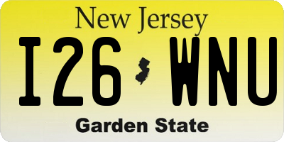 NJ license plate I26WNU