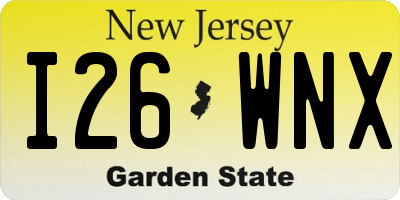 NJ license plate I26WNX