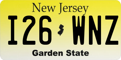 NJ license plate I26WNZ