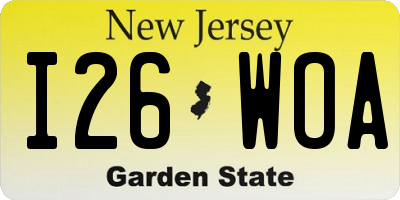 NJ license plate I26WOA