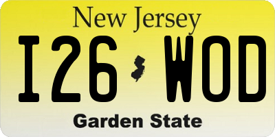 NJ license plate I26WOD