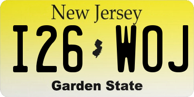 NJ license plate I26WOJ