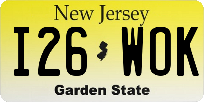 NJ license plate I26WOK