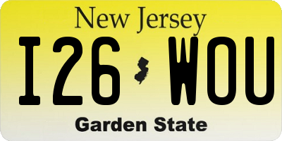 NJ license plate I26WOU