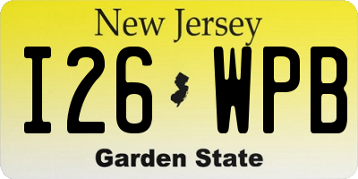 NJ license plate I26WPB