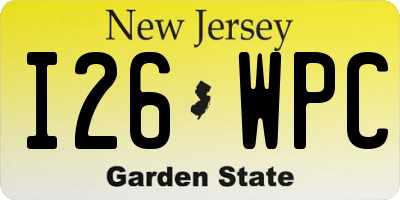 NJ license plate I26WPC
