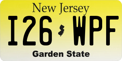 NJ license plate I26WPF