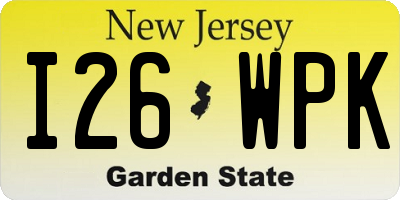 NJ license plate I26WPK