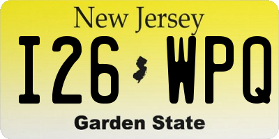 NJ license plate I26WPQ