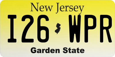 NJ license plate I26WPR