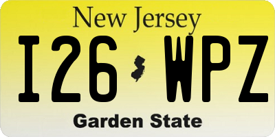 NJ license plate I26WPZ