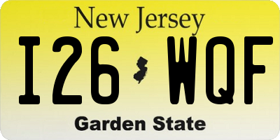 NJ license plate I26WQF