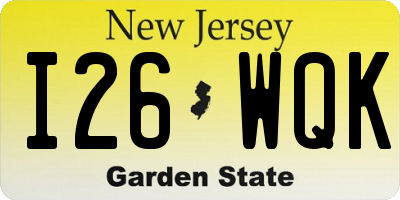 NJ license plate I26WQK