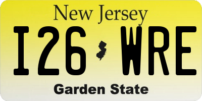 NJ license plate I26WRE