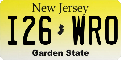 NJ license plate I26WRO
