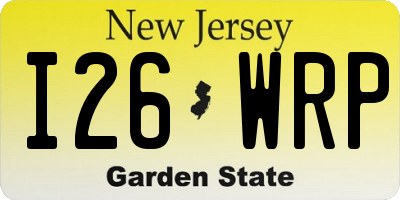 NJ license plate I26WRP
