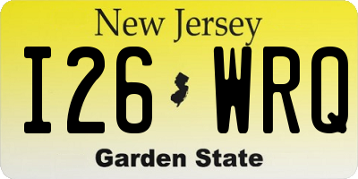 NJ license plate I26WRQ