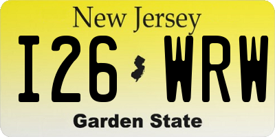 NJ license plate I26WRW