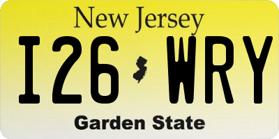NJ license plate I26WRY