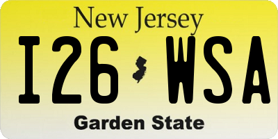 NJ license plate I26WSA