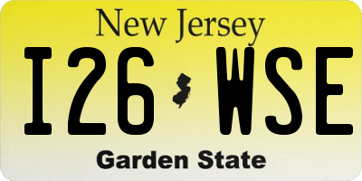 NJ license plate I26WSE