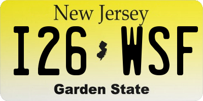 NJ license plate I26WSF