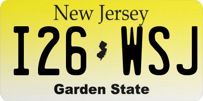 NJ license plate I26WSJ