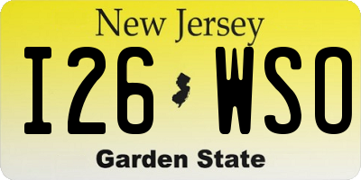 NJ license plate I26WSO