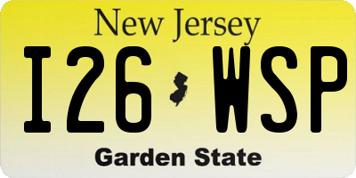 NJ license plate I26WSP
