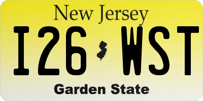 NJ license plate I26WST
