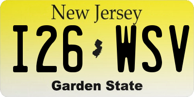 NJ license plate I26WSV