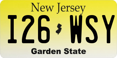 NJ license plate I26WSY