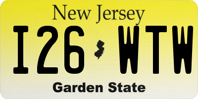 NJ license plate I26WTW