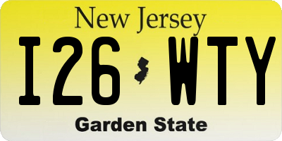 NJ license plate I26WTY