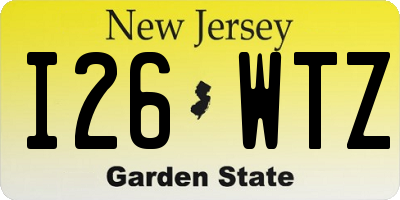 NJ license plate I26WTZ