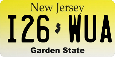 NJ license plate I26WUA