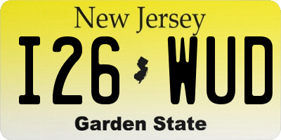 NJ license plate I26WUD