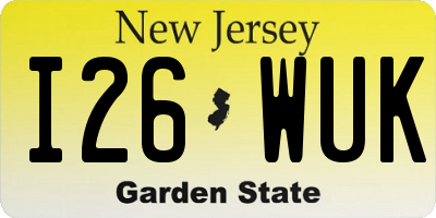 NJ license plate I26WUK