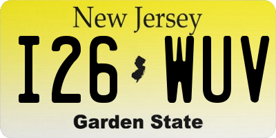 NJ license plate I26WUV