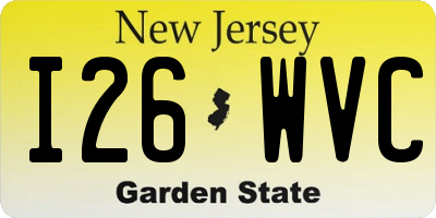 NJ license plate I26WVC