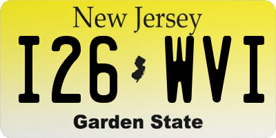 NJ license plate I26WVI