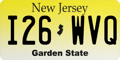 NJ license plate I26WVQ