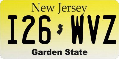 NJ license plate I26WVZ