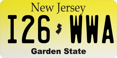 NJ license plate I26WWA