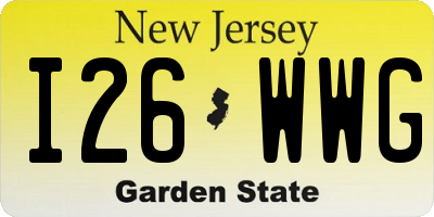 NJ license plate I26WWG