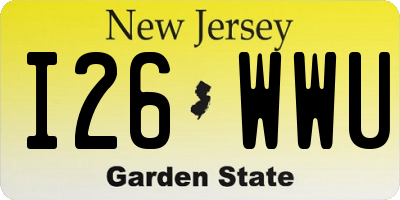 NJ license plate I26WWU