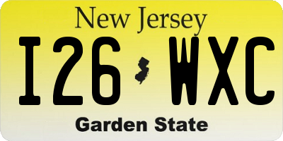 NJ license plate I26WXC
