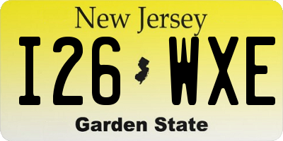 NJ license plate I26WXE