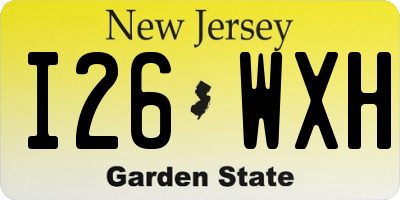 NJ license plate I26WXH